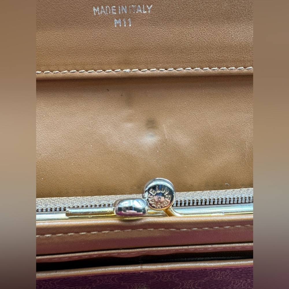 Celine Monogram Leather Long Wallet PVC W/ Kiss Lock And Gold Accents - Picture 11 of 16